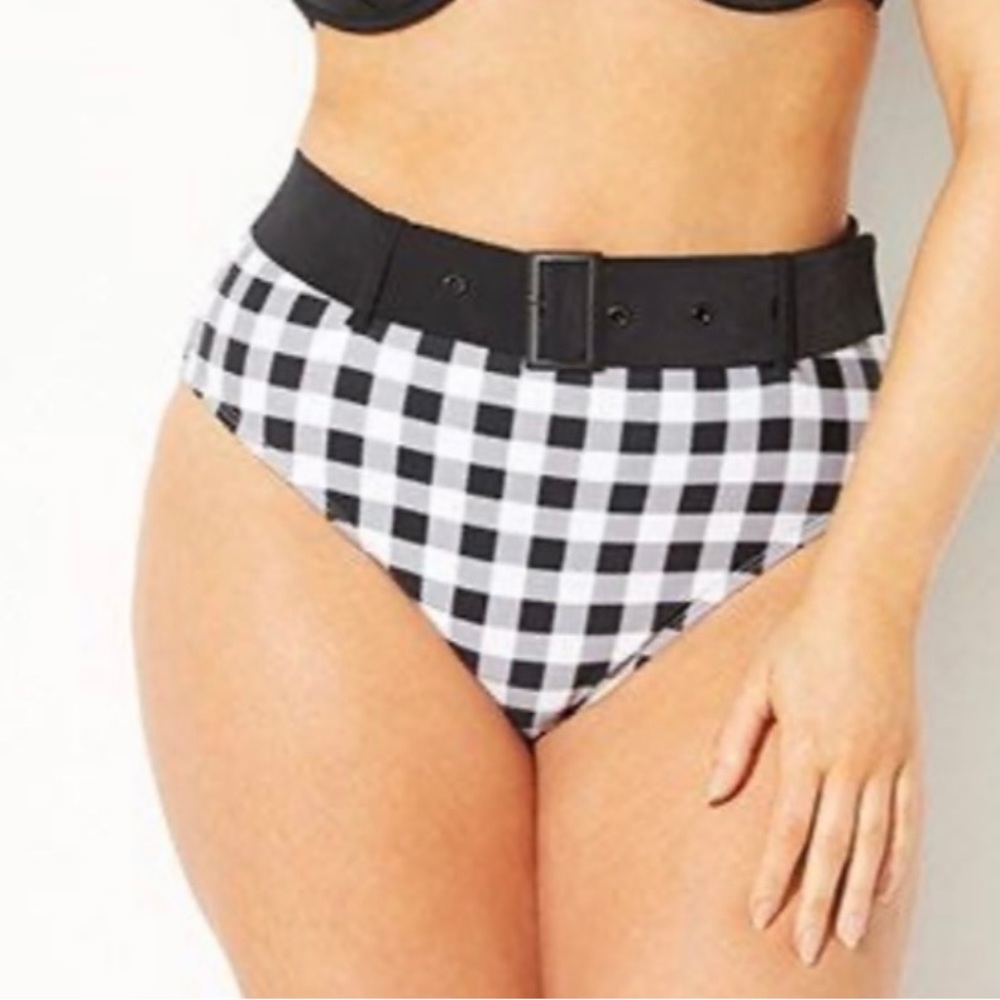 Gabifresh x swimsuits for all high waisted superstar gingham bikini bottoms